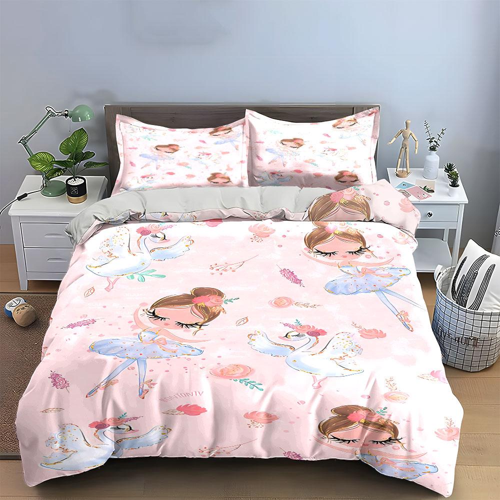 "Ballet Fairy Swan Theme Set" Bedding Set with 1 Duvet Cover 2 Pillowcases Single Double King Queen, Gift