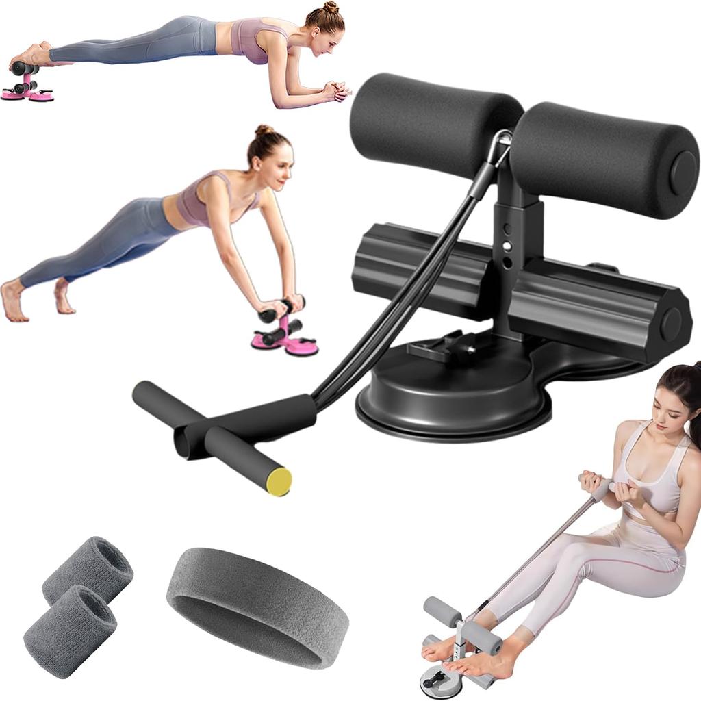 Ab Training Auxiliary Device, Portable Sit Up Exercise Equipment with 2 Strong Suction Cups and Adjustable Foot Holder