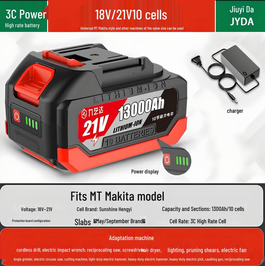 Compatible with Makita 21V Electric Wrench: Battery for Electric Saw, Car Washer, Angle Grinder, and Impact Wrench