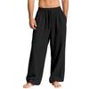 Men Linen Blend Drawstring Waist Wide Leg Casual Pants