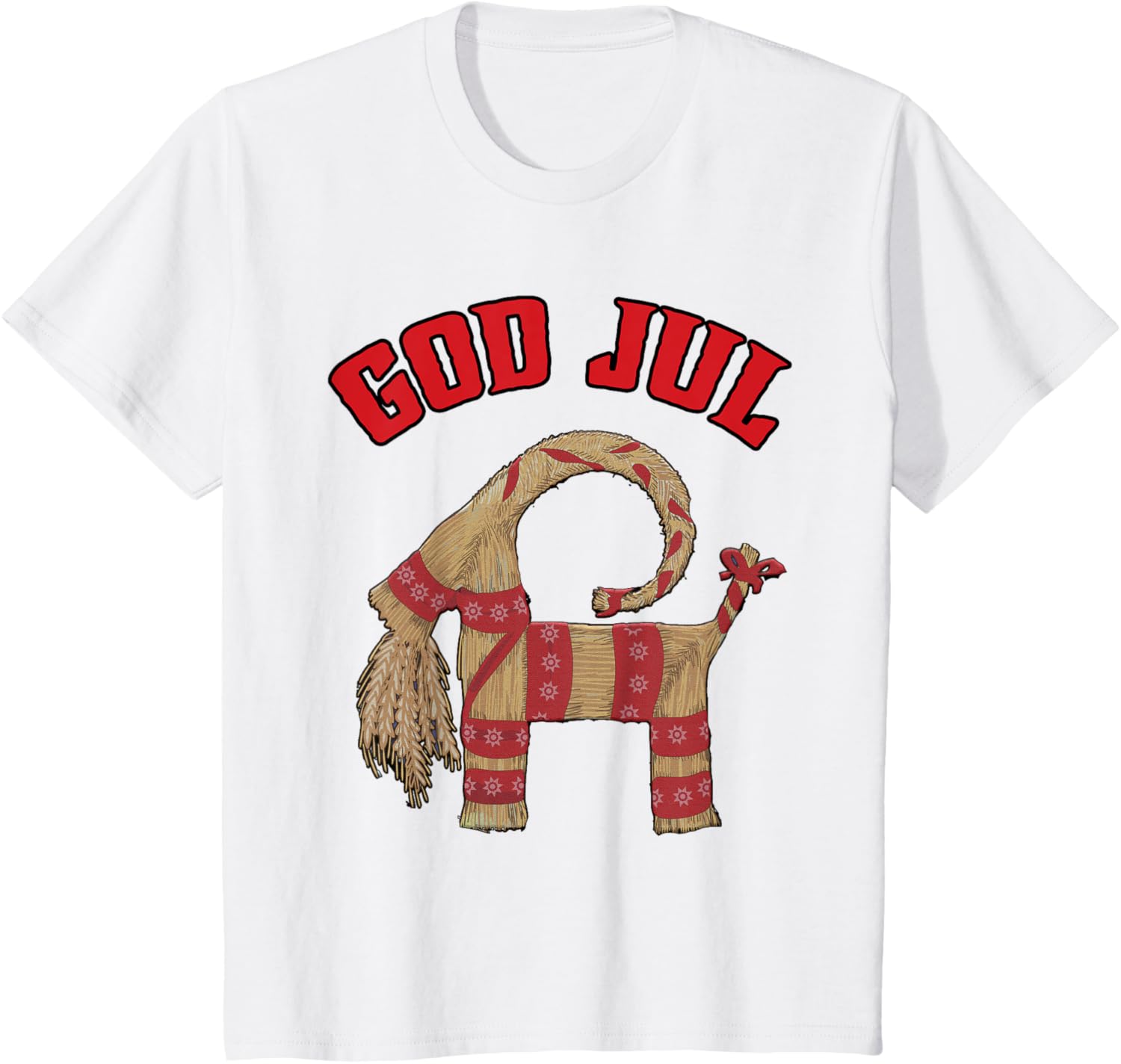 

Swedish Straw Christmas Goat God Jul Nordic Julbock TShirt S