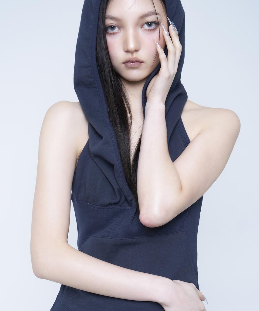 DEPC Hooded Sleeveless Top - Navy