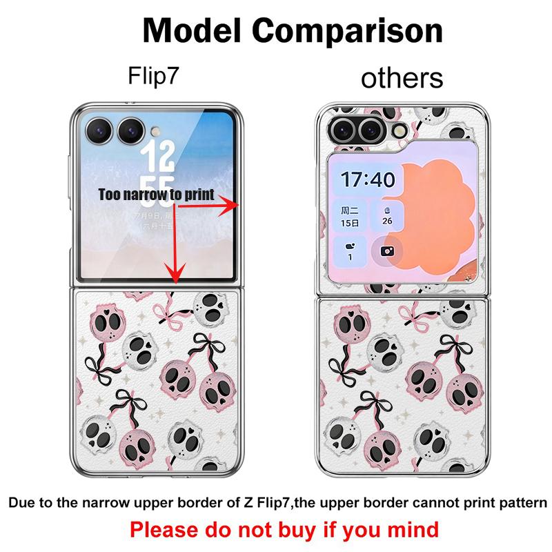 Skull Skeleton Pattern Case For Samsung Galaxy Z FlIP 7 FE 6 5 Plating PC+PU Leather Hybrid Folding Cover For Samsung Z Flip7 Flip6 Flip5