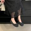 Retro Bow Flat Cotton Shoes Women's 2025 New Winter Soft-soled Mary Jane Single Shoes Lazy Shoes