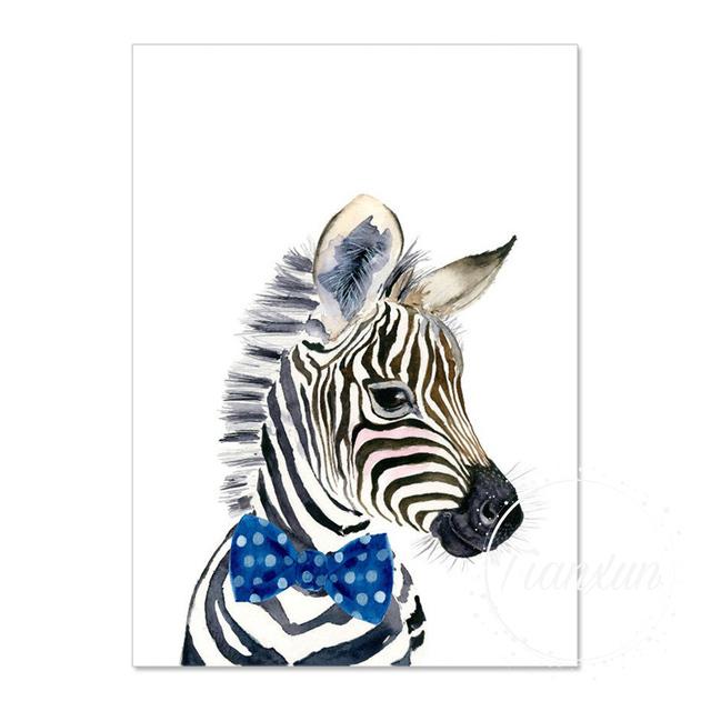 Blue Bow Tie lovely Animal Canvas Painting With Poaters And Prints Wall Art Tiger Picture For Boys Room On The Wall Room Decor No Frame