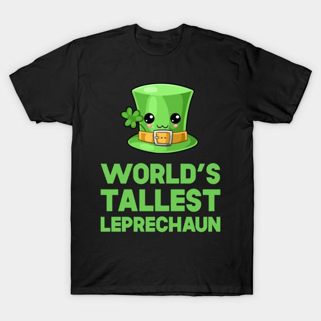 Men Black Print T-shirt St Patricks Day World S Tallest Leprechaun Kawaii Cute Hat No-Cut Transfer Paper Print Cotton Tshirt 4XL