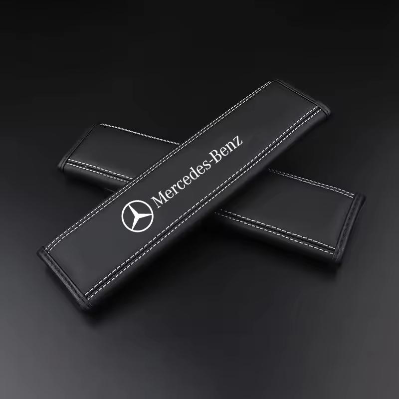 TFSM4 For Mercedes Benz AMG W211 W204 W210 W203 CLA GLA Interior Accessories 2PCS Car Seat Belt Leather Safety Belt Shoulder Covers