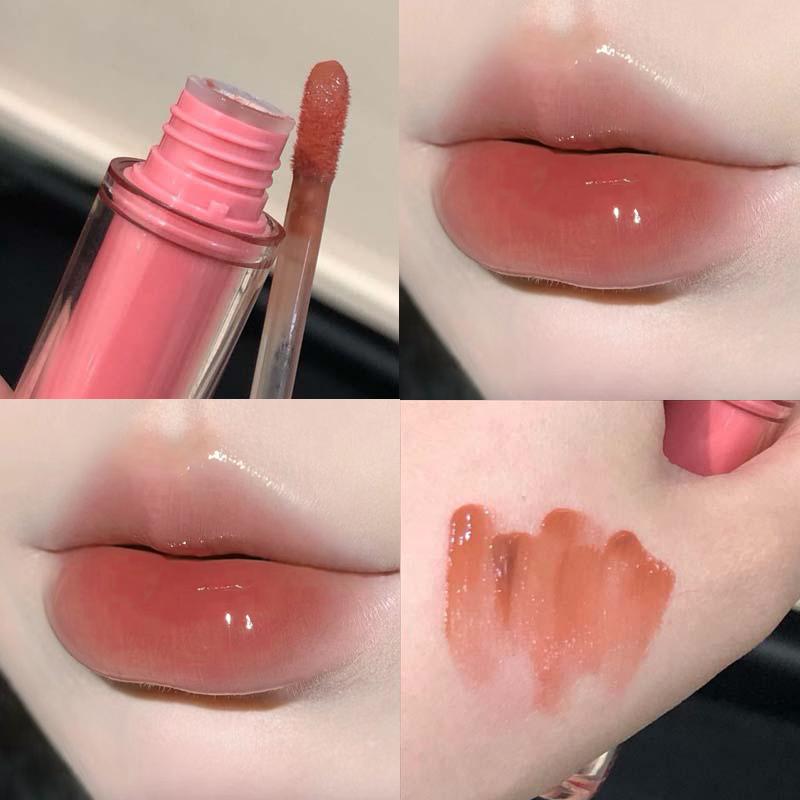 Rosa Speil Krystall Lipgloss Sminke Vann Glass Lipglans Plumping Vanntett Gelé Leppetint Leppestift Fuktighetsgivende Skjønnhet Lepper