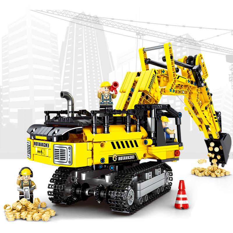 

701802 строительные блоки, механические пароли, серия экскаваторов, детские головоломки, совместимые игрушки для сборки своими руками