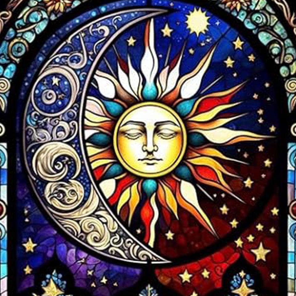 

Алмазная мозаика Небесное солнце и луна Полный Стразы 5D DIY Алмазная картина Вышивка крестом Алмазная вышивка Декор Full Round 20x20CM