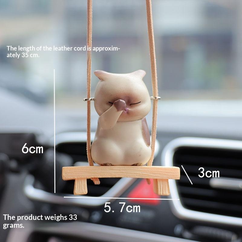 

Creative Face Covering Cat Swing Car Accessories Decorative Pendant Cute Car Pendant серый