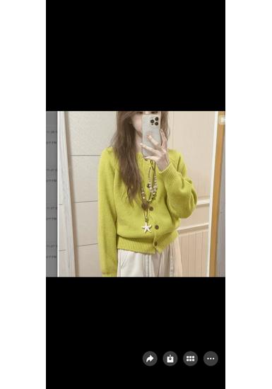 Women's Korean Style Round Neck Knit Cardigan Sweater - Loose Fit, Solid Color, Perfect for Autumn/Winter.