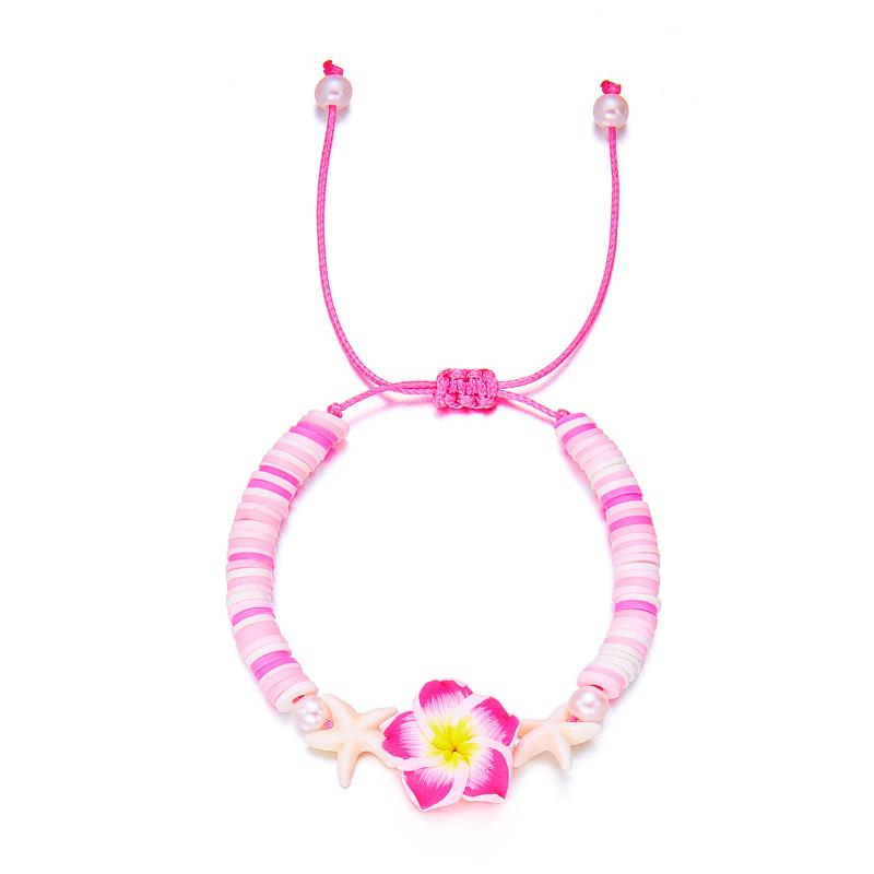 Bohemian Colorful Flower Charm Bracelets For Women Adjustable Pull String Summer Vacation Bangles Girls Party Jewelry Gift