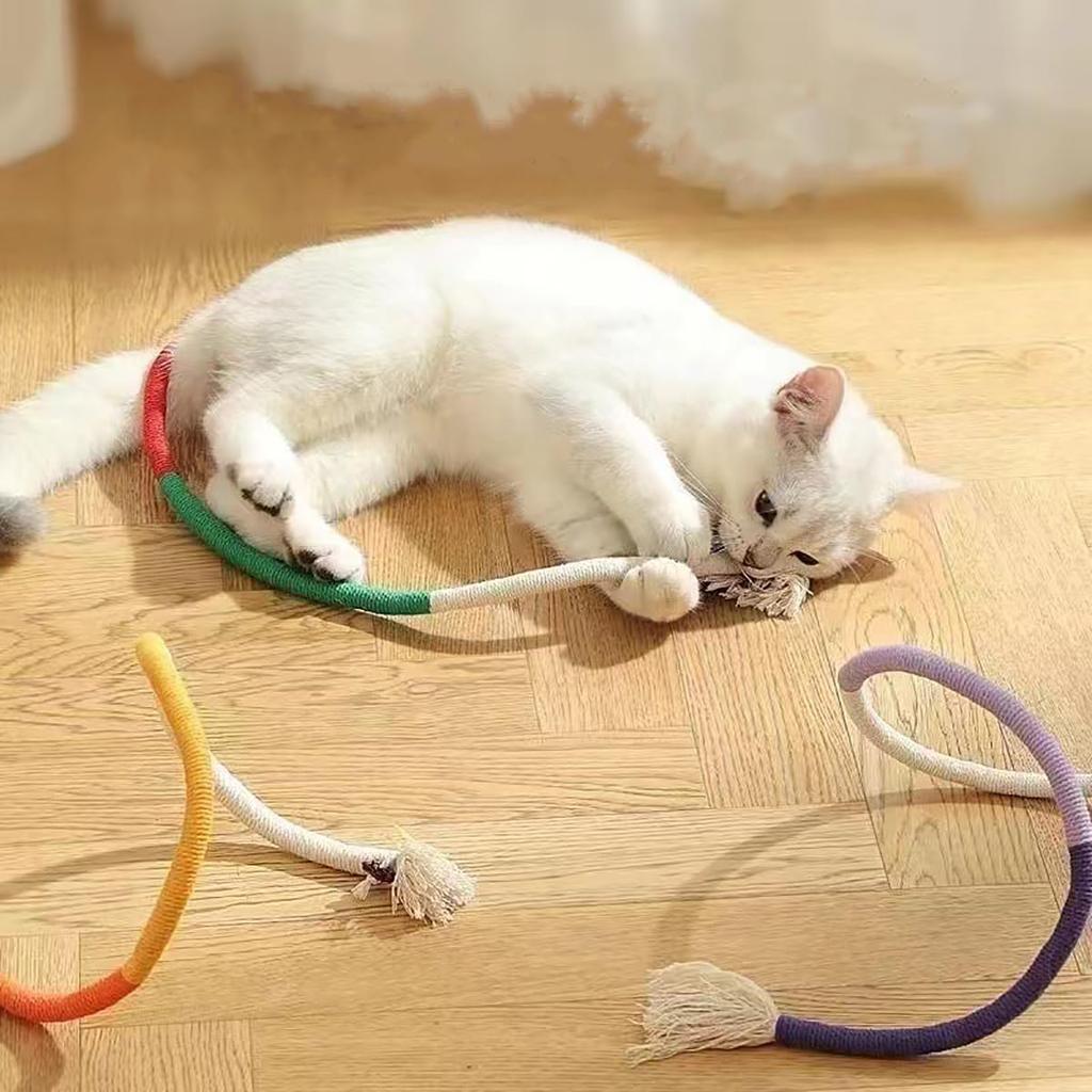 Set of 3 Cat Toys, Chew Rope, Plaything for Teething, Solitary Play, Durable Cord, Exercise Relief, Non-Toxic and Safe