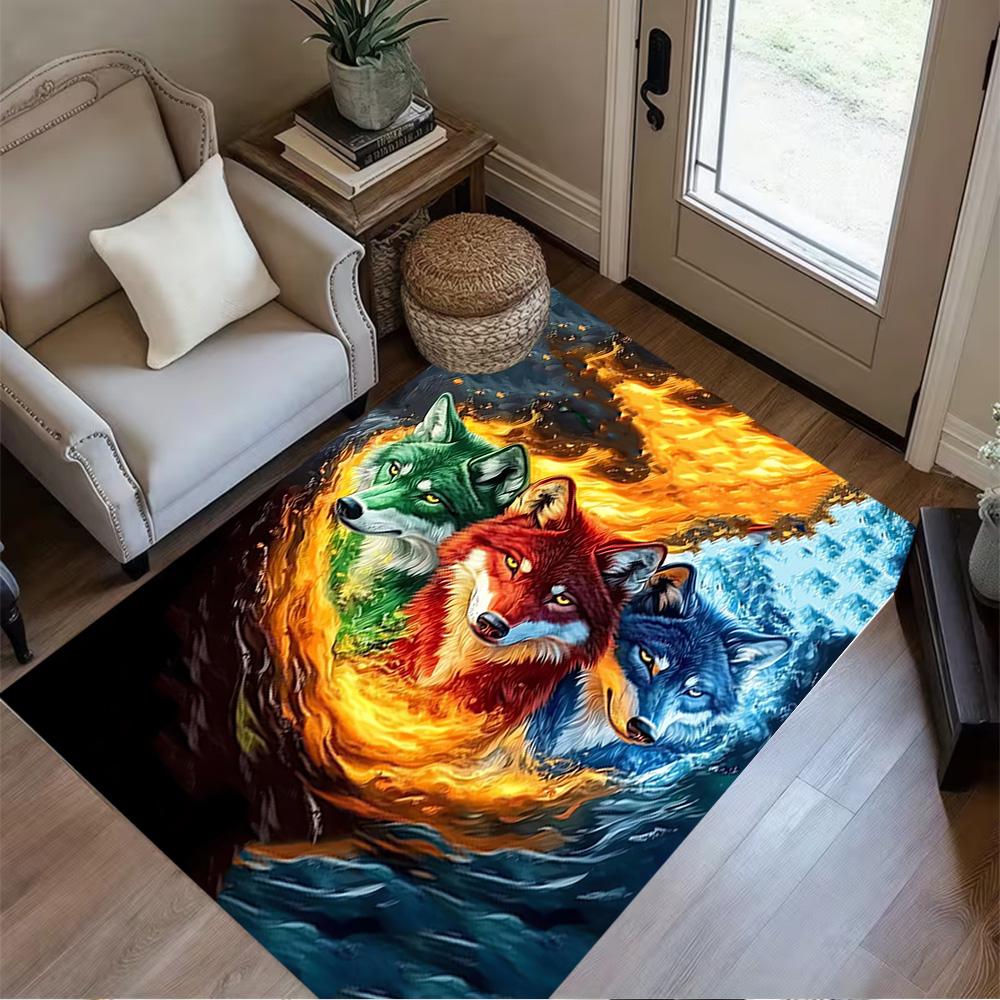 1pc Wolf Pack Forest Design Home Carpet Non-slip Office Decor Gift Living Room Bedroom