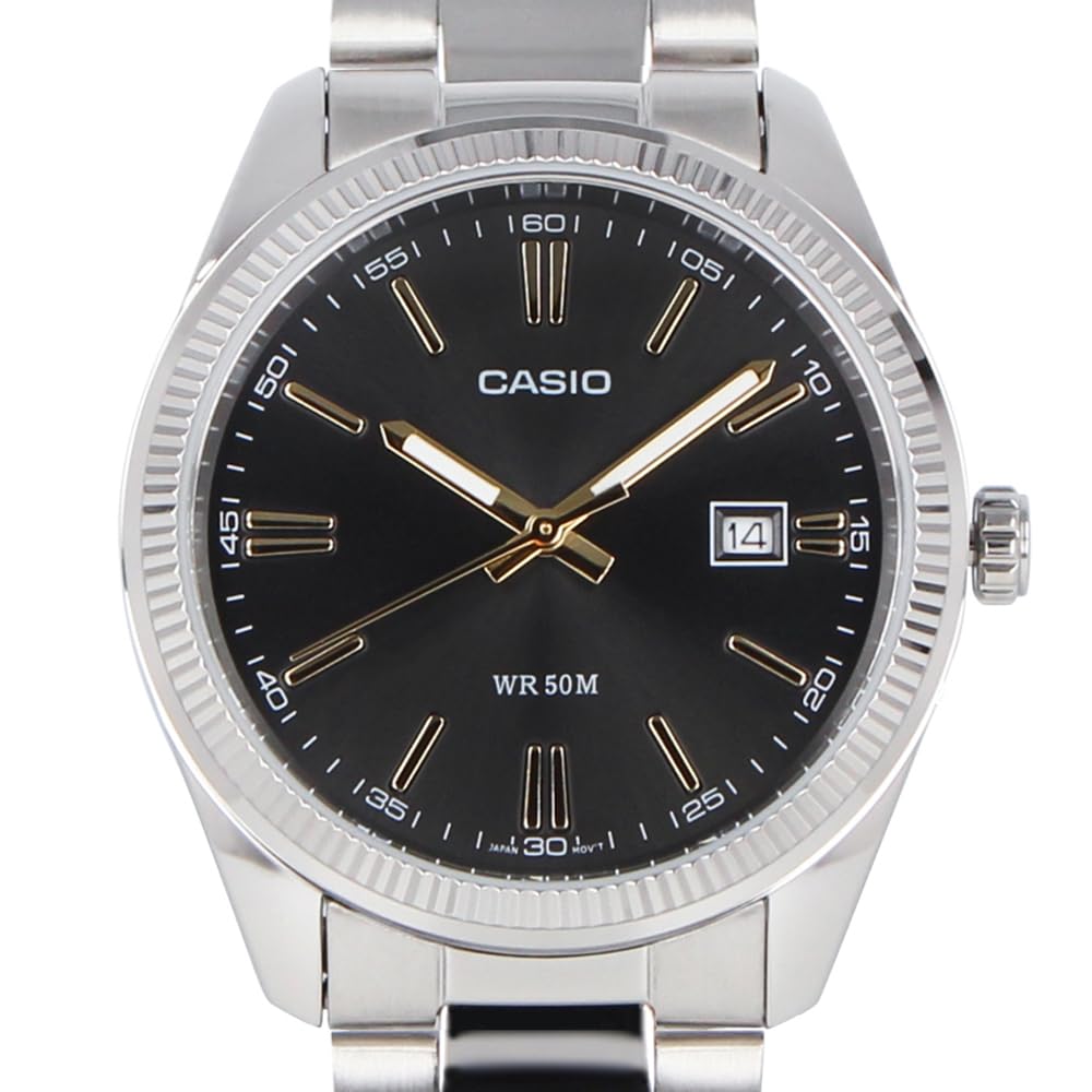 CASIO Casio Standard Cheap Casio Men's Quartz Analog Watch, 3-Hand, Brass, Stainless Steel, Silver, Black, Gold, MTP-1302D-1A2 [Parallel Import]