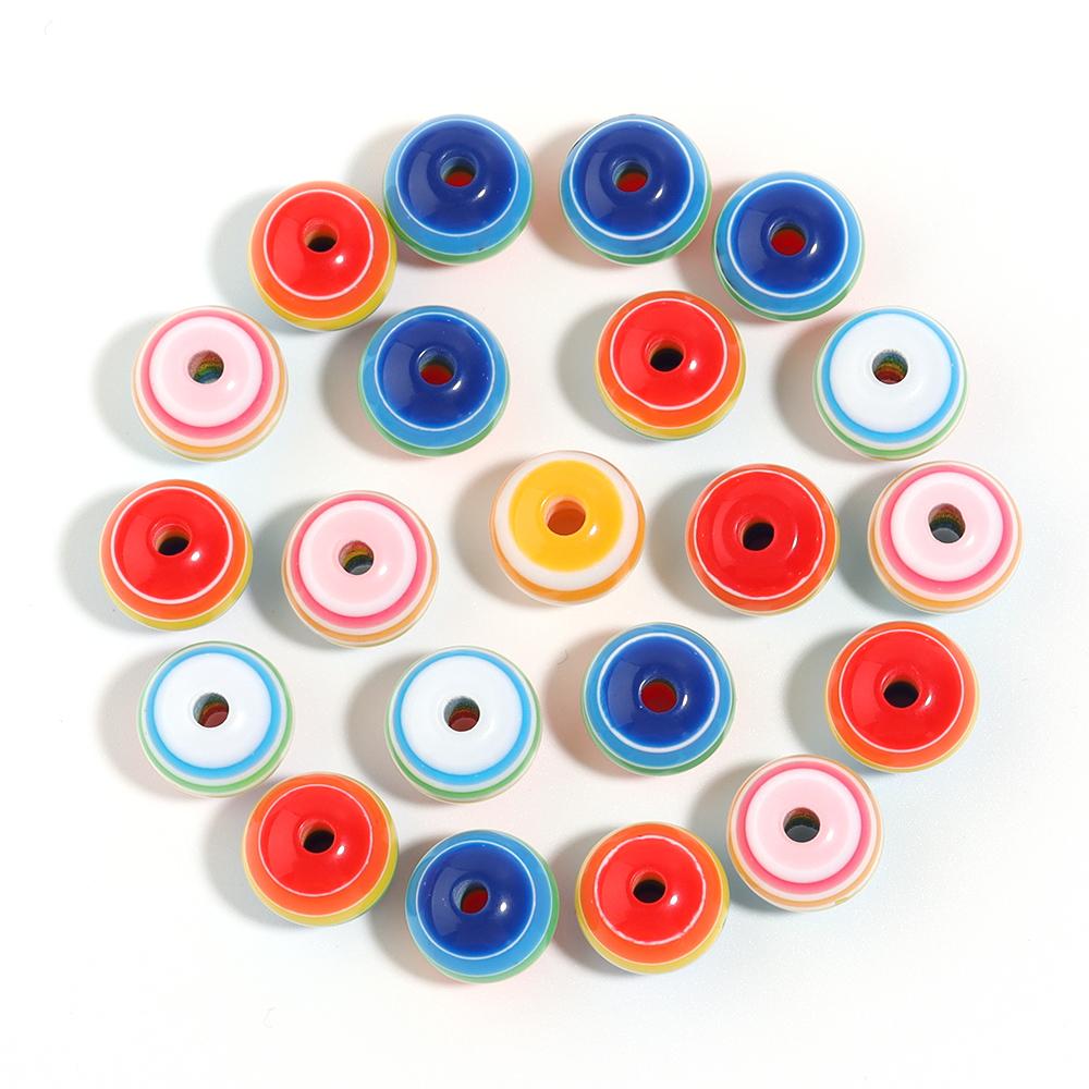 50pcs 6/8/10/12mm Resin Beads Rainbow Stripe Flat Round Loose Spacer Beads For Jewelry Making DIY Necklace Bracelets Accessories
