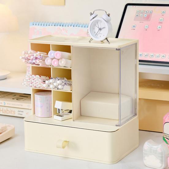 Storage Box Large Capacity Desktop Organizer with Divided Grid Design Container for Student Supplies Stationery Cosmetics