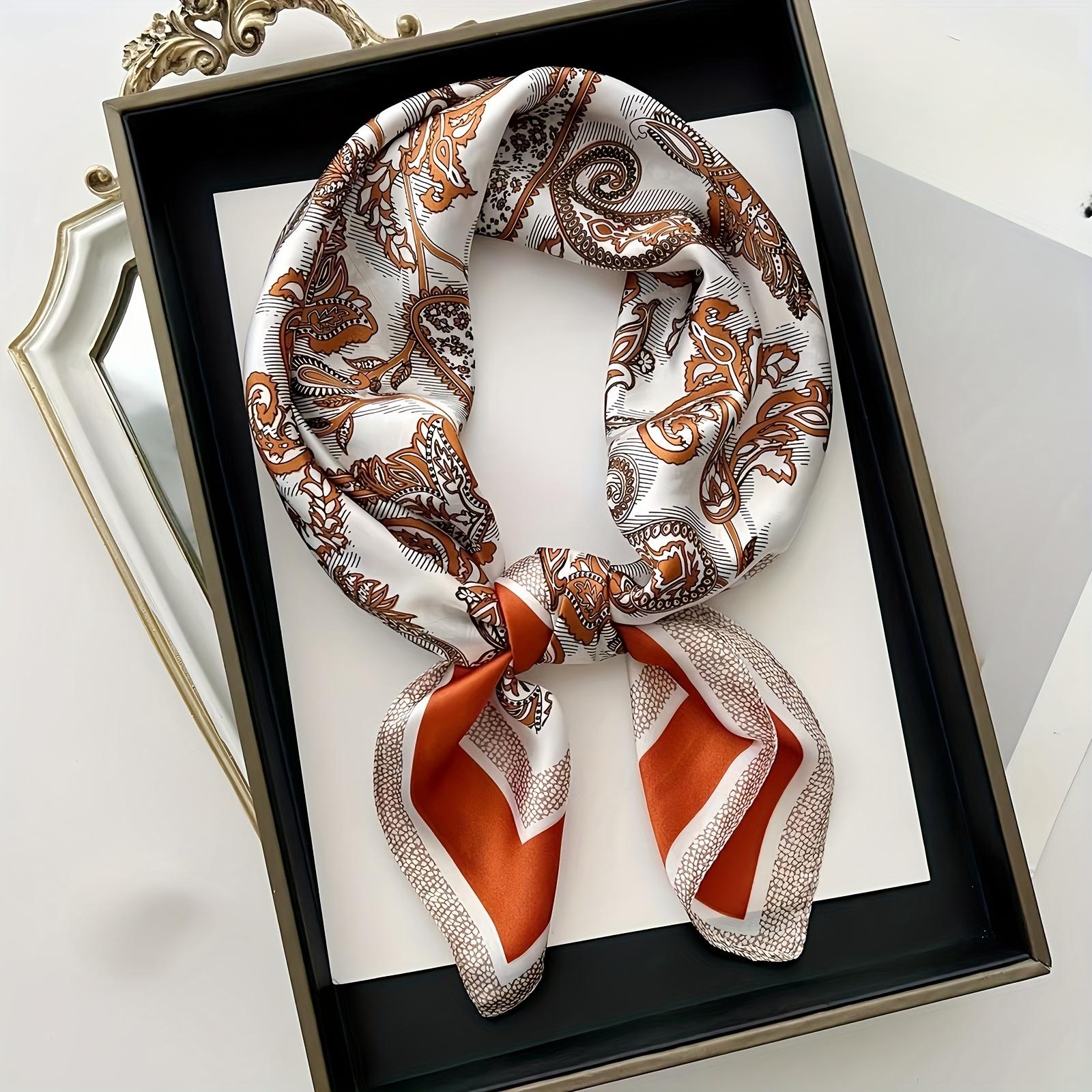 Богемный Стиль Пейсли Цветочный Принт Женский Квадратный Шелковый Шарф Сатиновый Головной Платок Дизайнерские Шарфы Бандана Хиджаб Платок 70x70cm