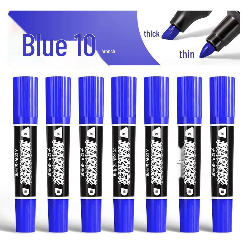 Large Double-Headed Oily Waterproof Marker - Black & Red Broad Tip, Non-Fading, Oil-Proof for Industrial Use