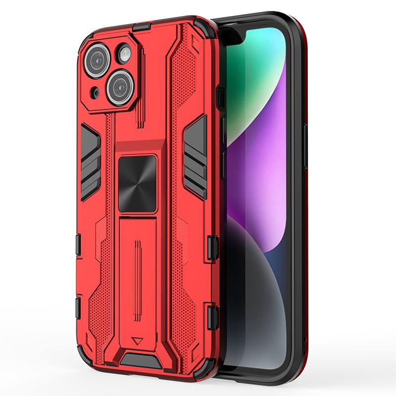 For iPhone 15 Foldable Kickstand Phone Cover PC+TPU Shockproof Protective Case