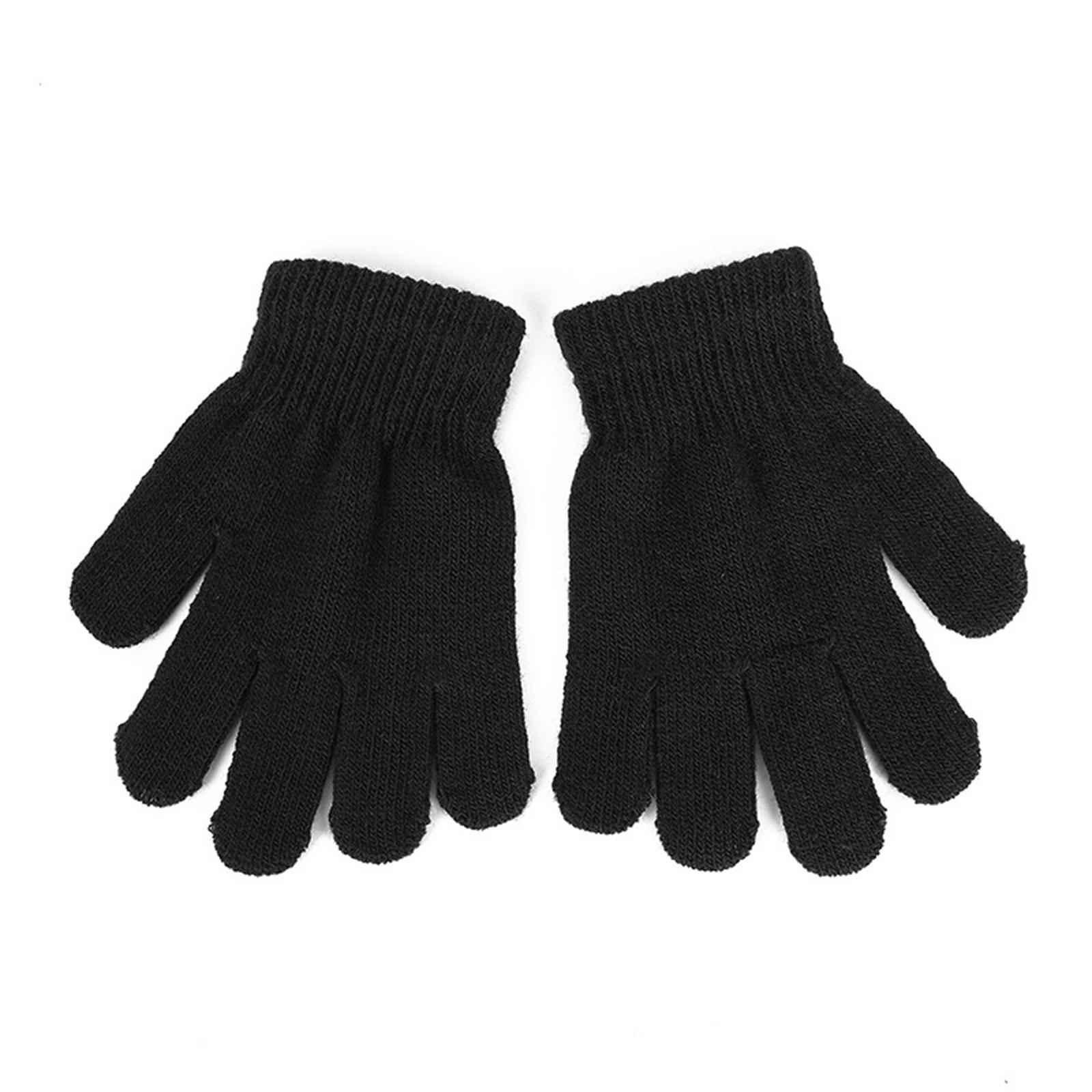 

Детские зимние вязаные перчатки, теплые детские перчатки для мальчиков и девочек One Size чёрный