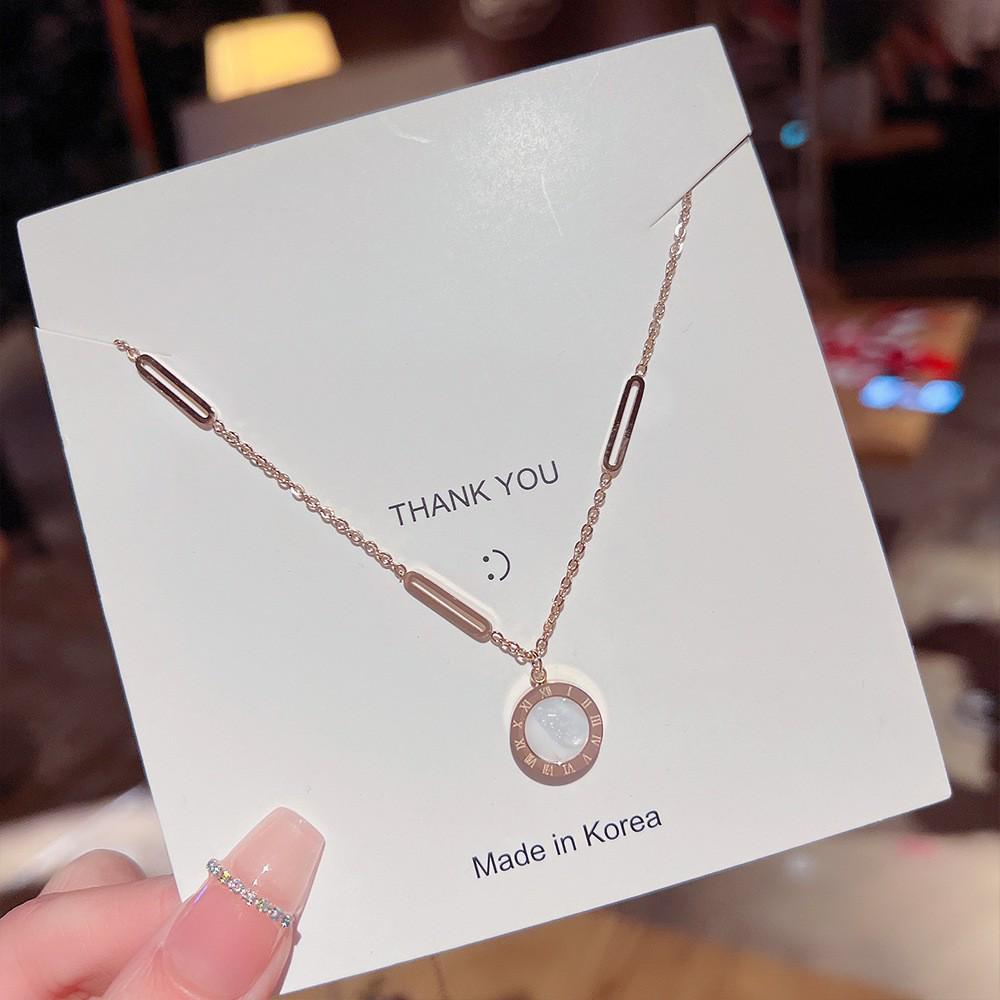 Elegant Zircon Titanium Steel Necklace: Women's Luxury Clavicle Chain with Fashion Pendant