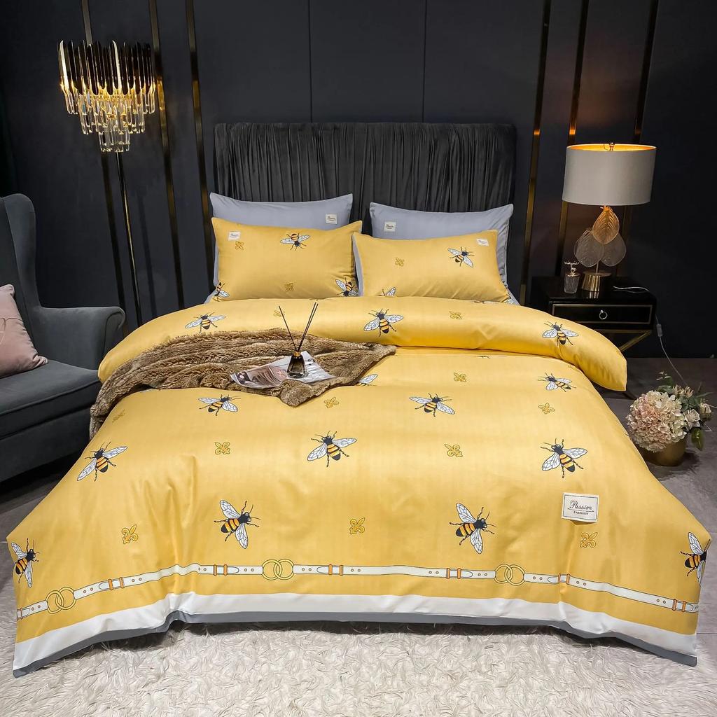 Funda Nórdica de Lujo Dorada Colorida de Moda Estilo Simple en Europa y América Diseño de Moda para Decoraciones de Dormitorio Regalos para Mujeres