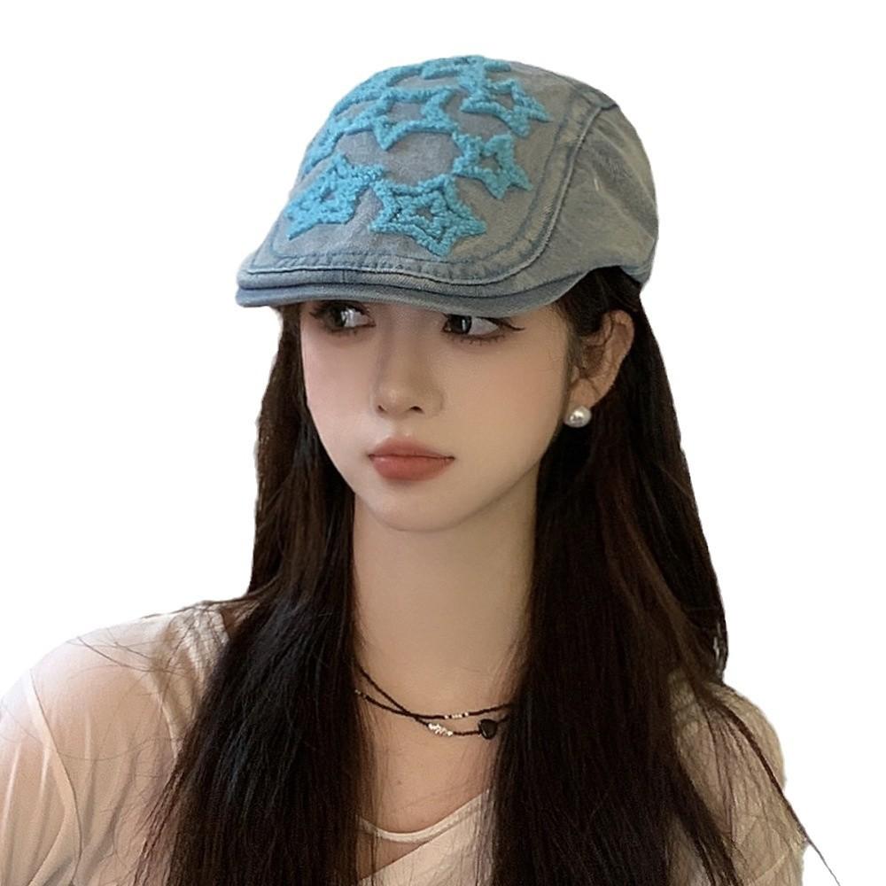 Retro Stars Japanese Literature Duckbill Forward Cap Female Spicy Girl Show Face Small Hundred with Subculture Cowboy Beret Sub