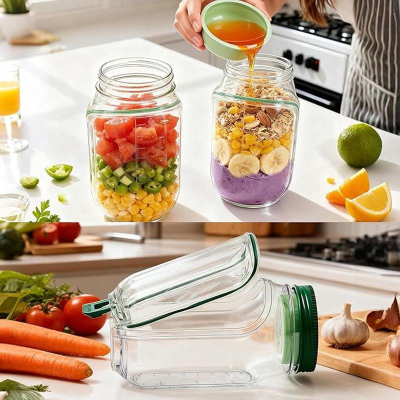 Salad Pod Breakfast Fruit Storage Box Leakproof Interval Crisper Container Salad Jars Outdoor Travel Keep Fresh Lunch Salad Box