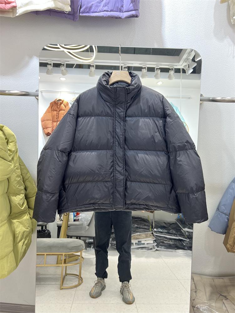New down jacket women's thickened stand-up collar short white duck down bread jacket foreign style loose college style