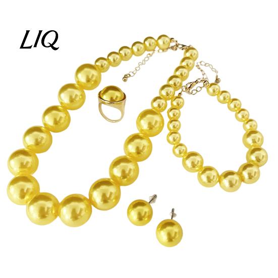 Wedding Necklace Earrings Bracelet 3Pcs/Set Imitation Pearls Jewelry Set, Adjustable Length Choker with Ear Studs Bridal Accessories And Bracelet, Set