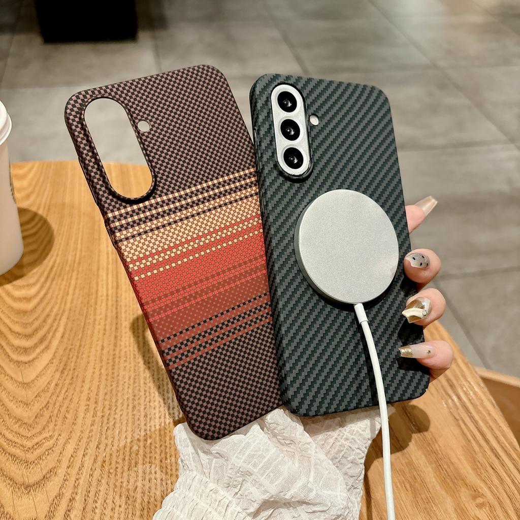 Samsung A56 Carbon Fiber Skin Feeling Magnetic Phone Case Samsung A55 Simple and Fashionable Anti Slip Anti Fall