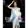 Demana Women's 100% Acetate Sleeveless Top & Satin Skirt Set