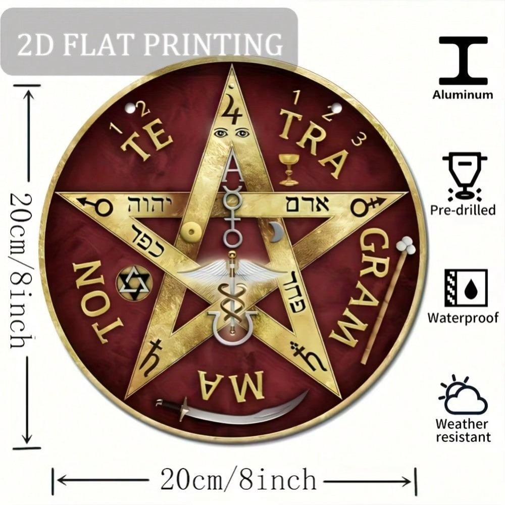 Metall Wandkunst Vintage Pentagramm 8x8 Zoll Flaches Aluminiumschild Heimbar Dekor Geschenk