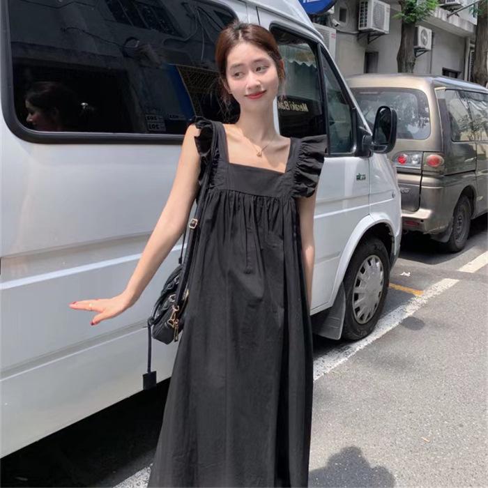 Women's Black Suspender Skirt - Summer Sweet & Spicy, Hip-Hugging, Long Vest Skirt with Elegant Swing