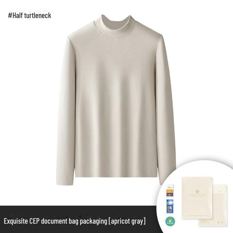 

Мужской теплый осенне-зимний топ с круглым вырезом из бархата для верхней одежды или домашнего ношения Turtleneck, 3XL абрикосовый/серый