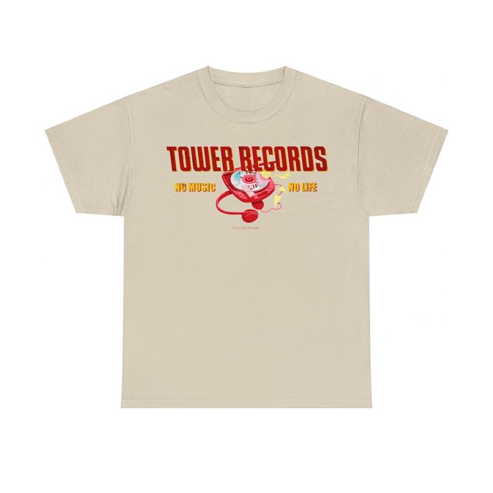 Tower Records No Music No Life Nostalgic Tribute T-Shirt Unisex T-Shirt L