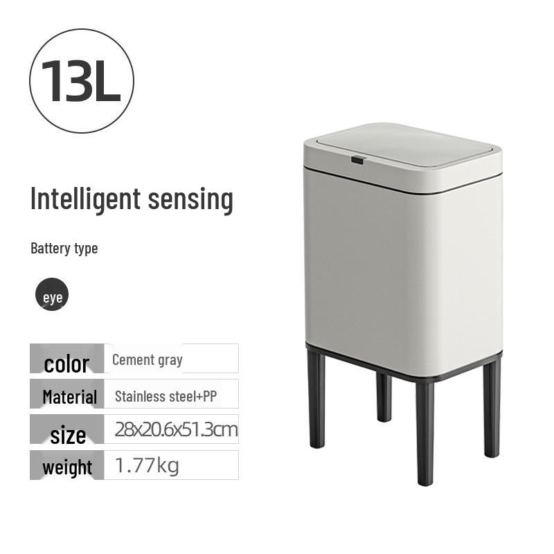Large Capacity High-Legged Smart Sensor Trash Can with Lid for Kitchen, Bathroom, and Office
