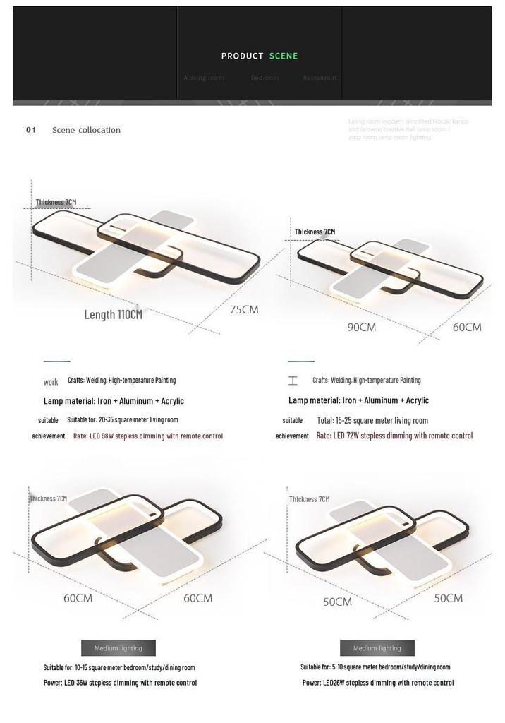 Modern LED Ceiling Light for Living Room, Study, Dining, and Bedroom