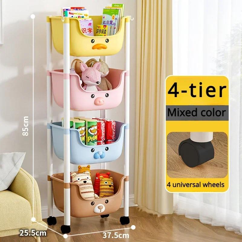 Snack Storage Cart Cartoon Storage Rack Toy Storage Rack Convenient Book Storage Rack Movable Simple Storage Cart Home Storage