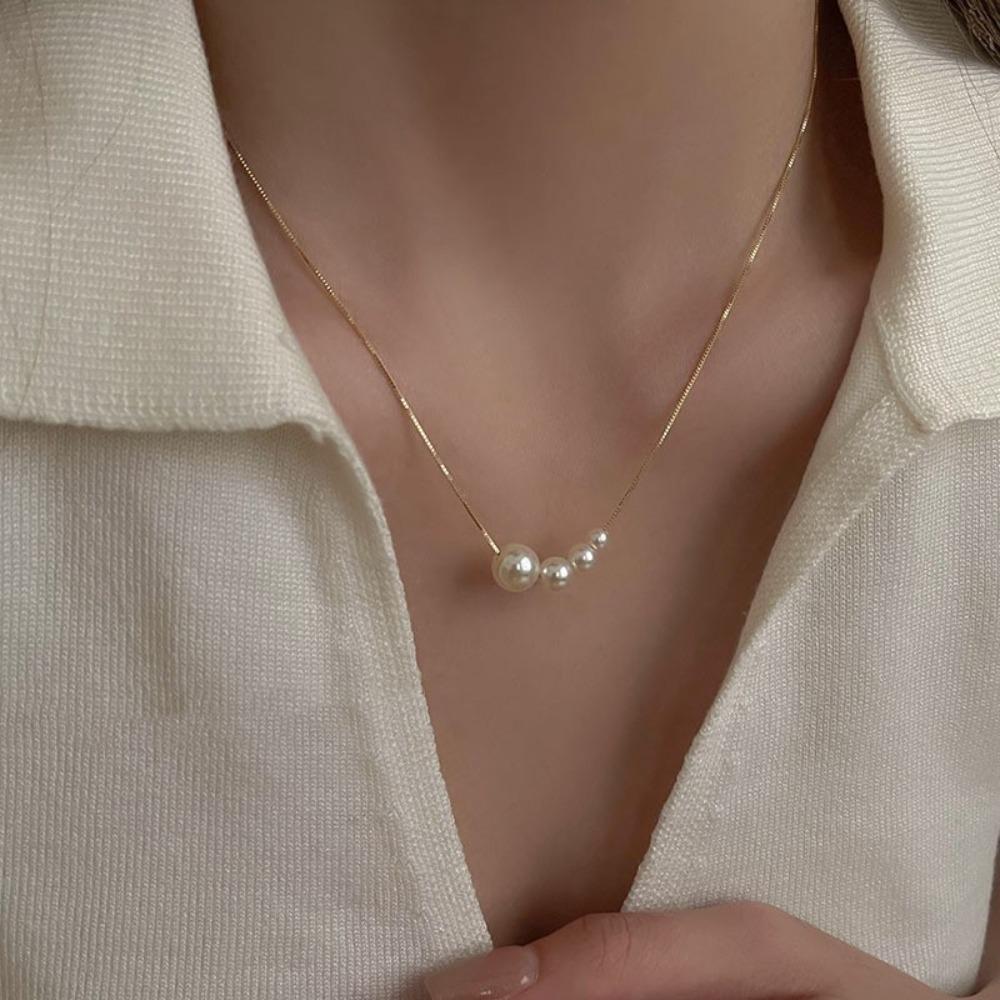 Shijia Pearl Necklace Women's Niche Light Luxury Design High-end Temperament Collarbone Chain Neck Chain Sweater Chain Bead Chain