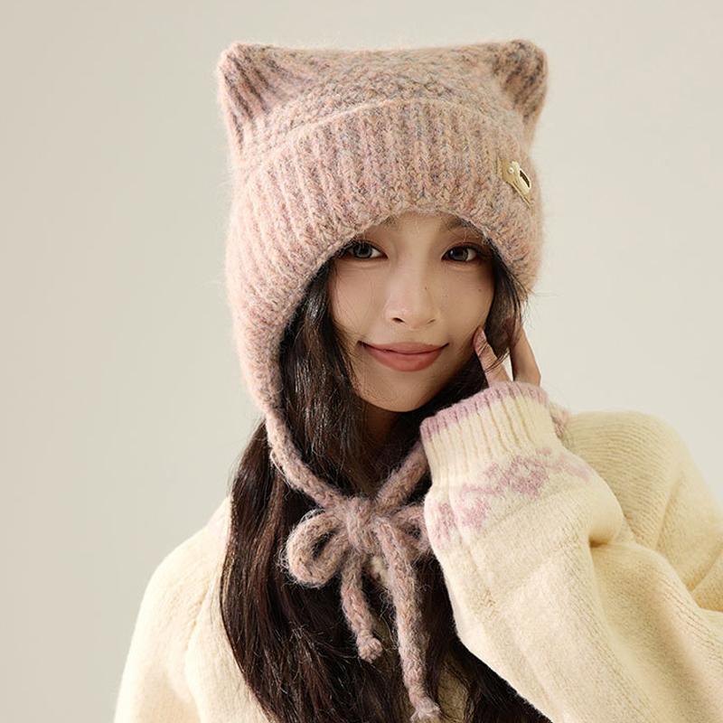 Knitted Hat Autumn Winter Cartoon Bear Wool Hat Women's Winter Warm Hat