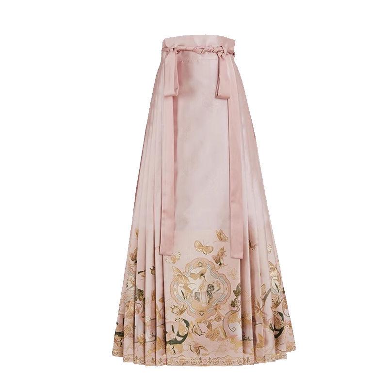 2024 Improved Hanfu Women's Outfit: Modern Chinese Style Top & Slim Horse Face Skirt Set