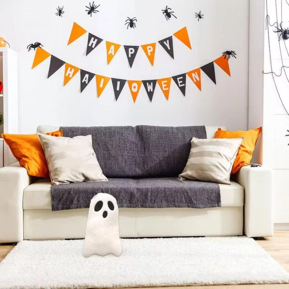 PP Cotton Halloween Ghost Throw Pillow Stuffed Halloween Elf Ghost Plush Toy Cute Festival Theme