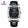 Luxury Retro Men Square Watches CHENXI Silver Waterproof Genuine Leather Men Watches Roman Numerals Stop Watch Calendar Unique