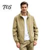 Durable Polyester Zippered Coats Men Windbreaker Jacket, Windproof Waterproof Stand Collar Coat, Casual Zip-up Spring Autumn Outerwear Jacket
