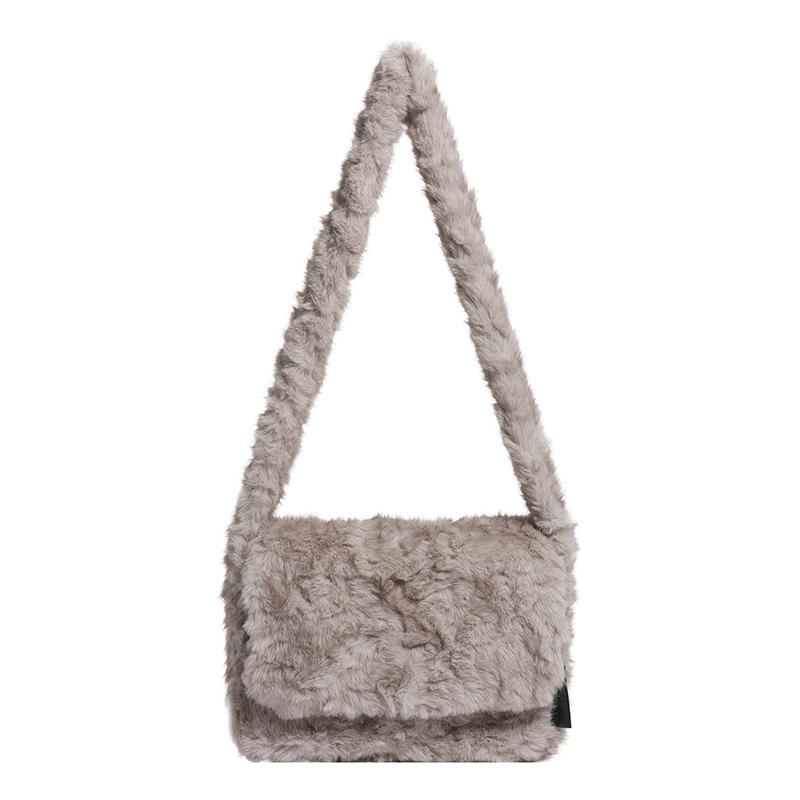 Fashionable Flap Clutch Purse Bag Soft Faux Fur Small Shoulder Bags For Women 2025 Winter Trend Korean Plush Handbags Crossbody Bag