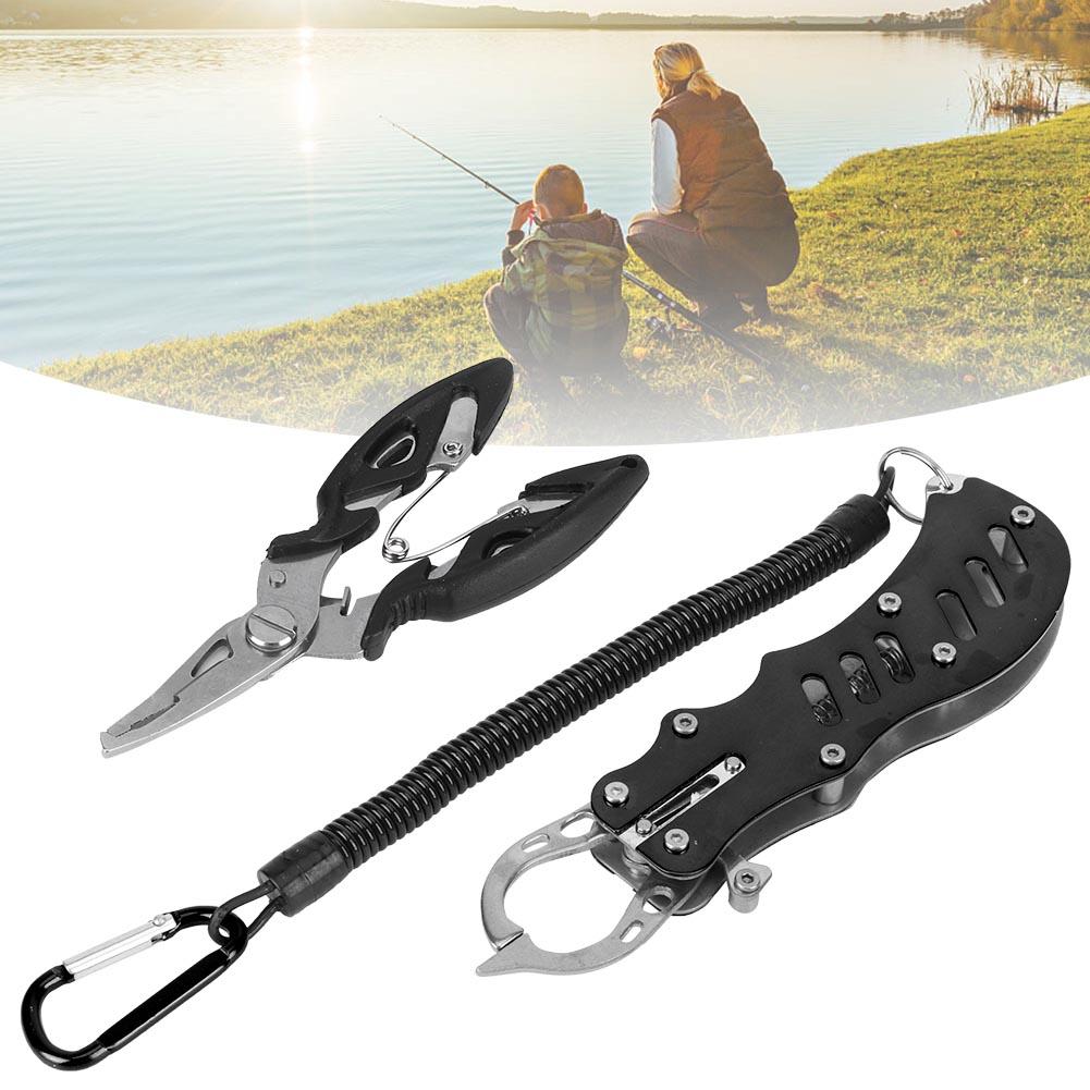 Fishing Plier Multipurpose Portable Fishing Pliers Fish Grips with Lanyard and SheathBlack