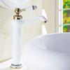 TLXT Platinum Blue & White Porcelain Tall Hot & Cold Basin Faucet